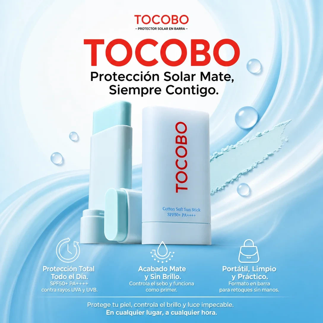 Protector Solar Tocobo en Stick - Reaplica Sin Arruinar tu Maquillaje