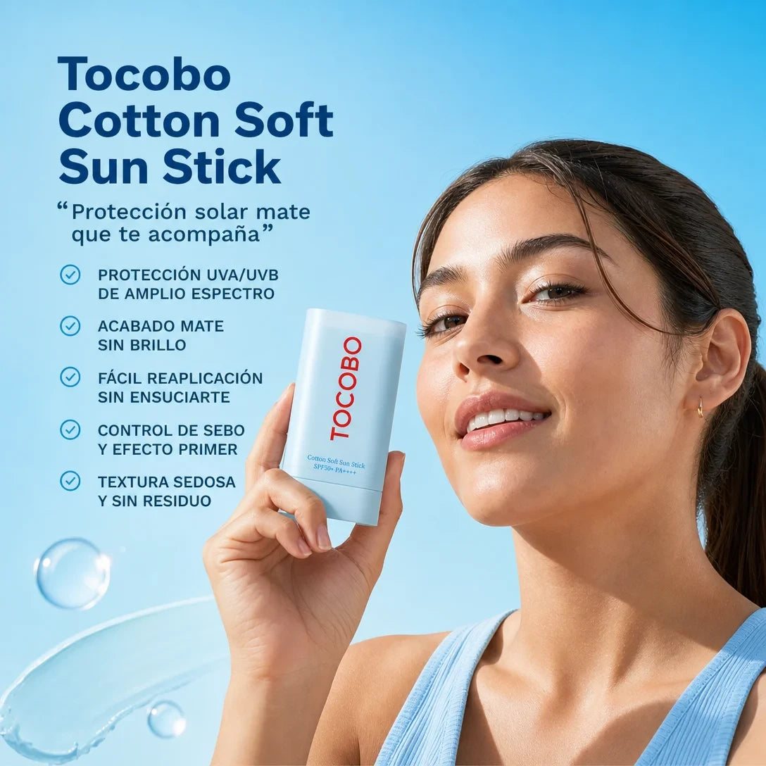 Protector Solar Tocobo en Stick - Reaplica Sin Arruinar tu Maquillaje
