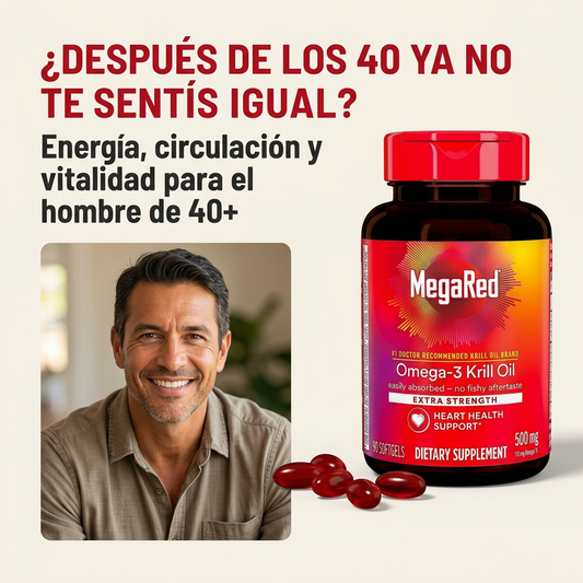 MegaRed omega-3 de krill: energía, circulación y vitalidad para el hombre de 40+